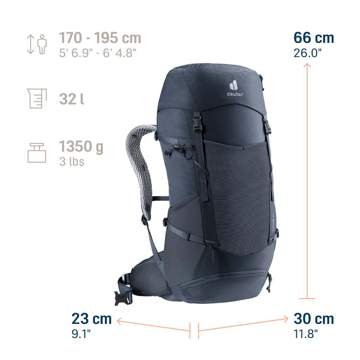 deuter Futura 32 Hiking Backpack | Black Rucksacks & Backpacks deuter