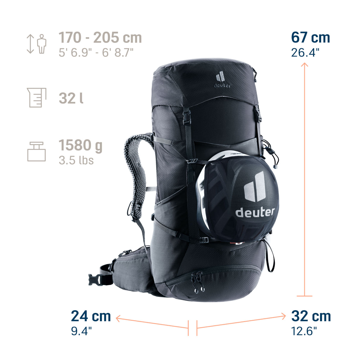 deuter Futura Pro 32 Hiking Backpack | Black Camping Accessories deuter