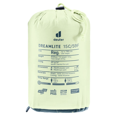 deuter Dreamlite 15C/59F Synthetic Sleeping Bag | Nautic Breeze Sleeping Bags deuter