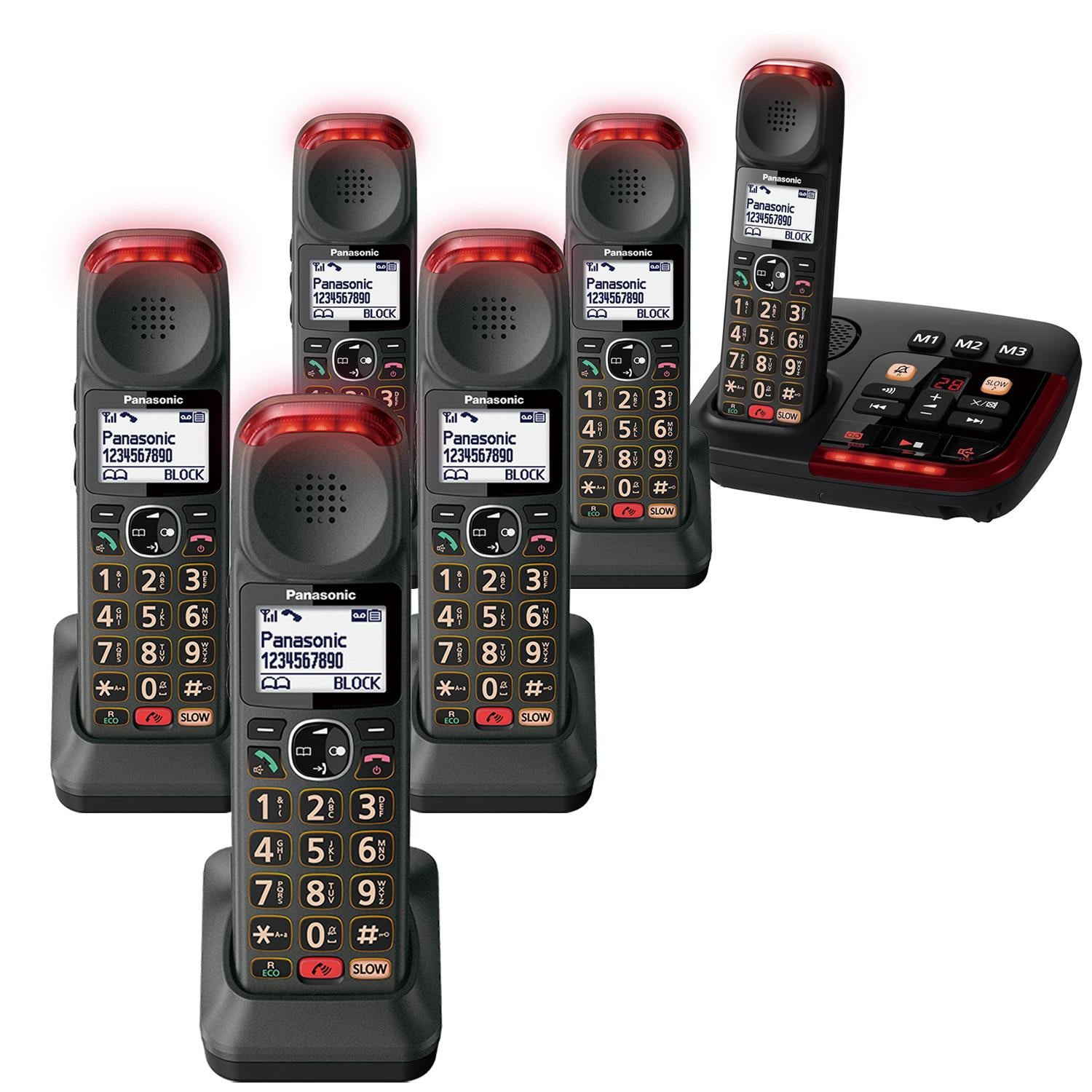 Panasonic KX-TGM426 Six Handset Big Button Cordless Phones Landline Phones Panasonic   