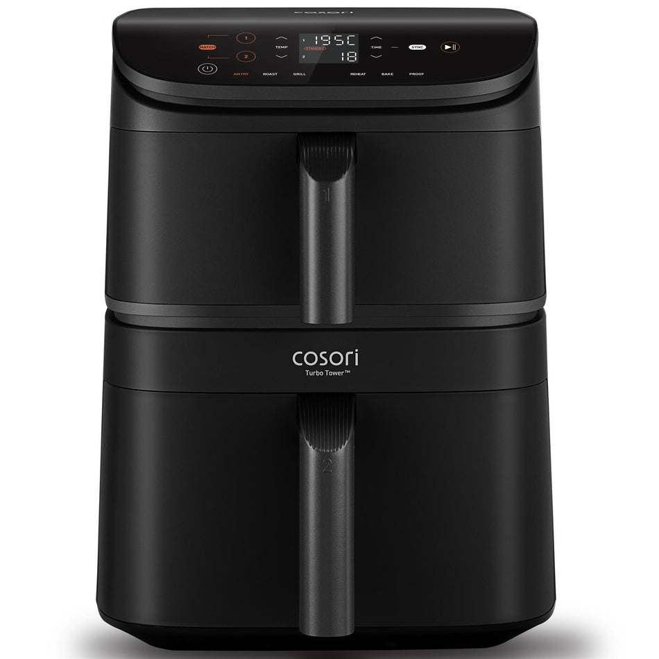 COSORI Turbo Tower 10.8L Air Fryer | Dual Basket, 7-in-1, Space Saving, 7 Settings Air Fryers Cosori