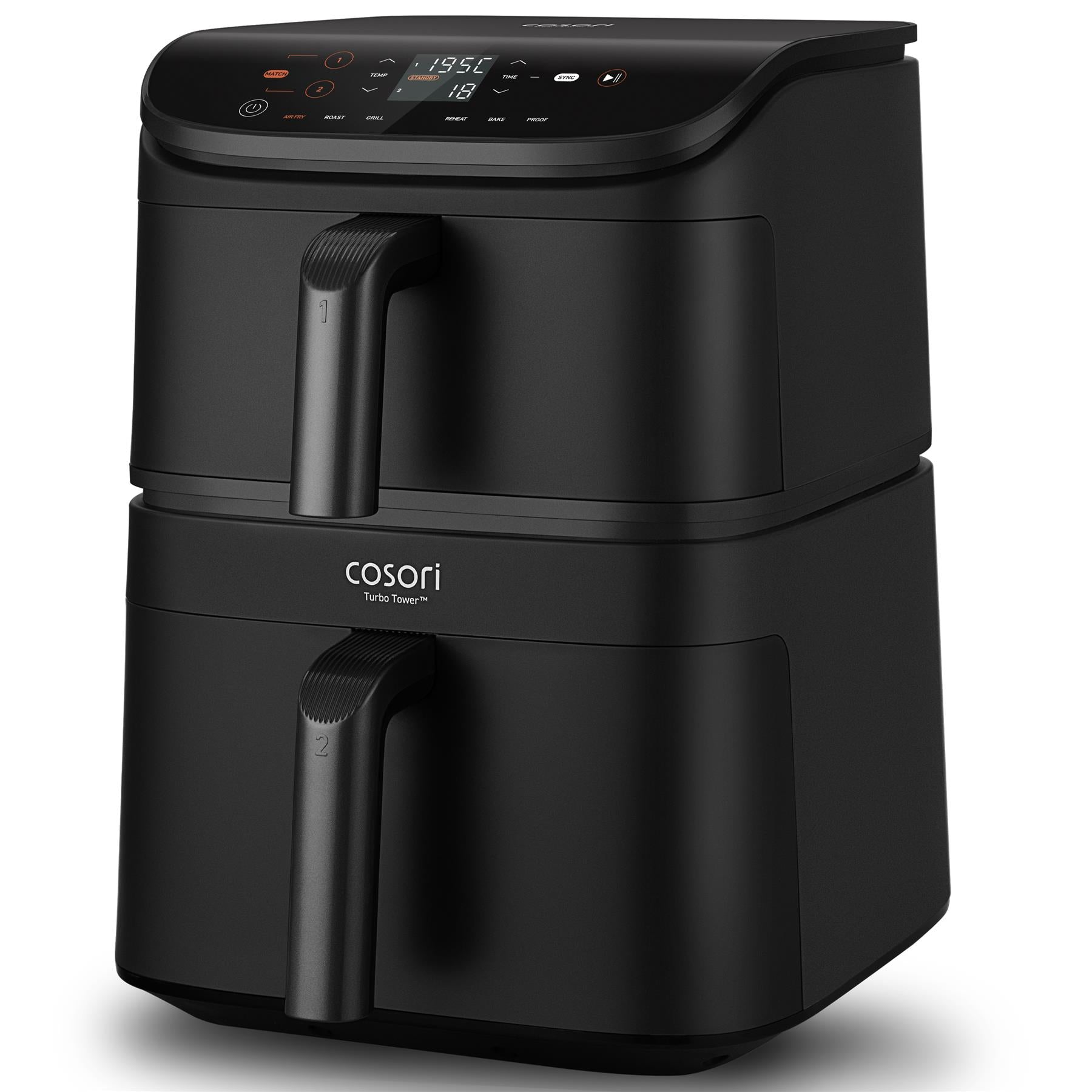 COSORI Turbo Tower 10.8L Air Fryer | Dual Basket, 7-in-1, Space Saving, 7 Settings Air Fryers Cosori
