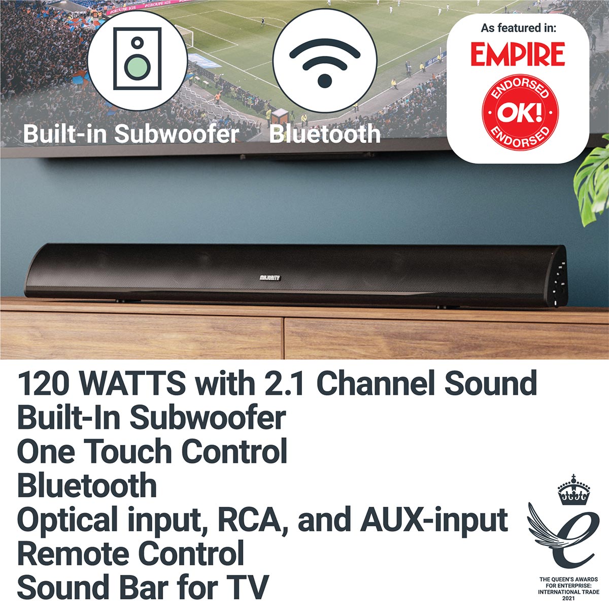 Majority Snowdon Soundbar - Black Soundbars Majority