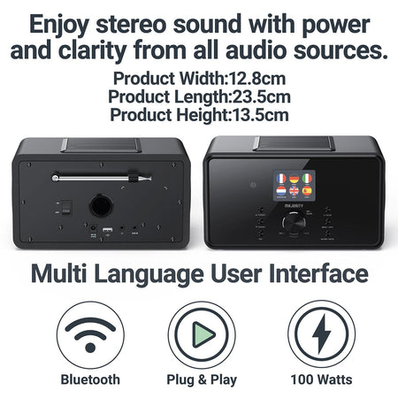 Majority Bard 4 inch Speakers Subwoofer DAB+ Internet Radio Spotify Bluetooth Black Digital Radios Majority