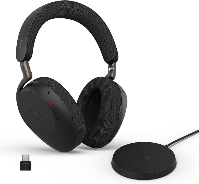Jabra Evolve3 85 MS Stereo, Link 390 USB-C, Black, with Wireless Charging pad Wireless Headsets Jabra