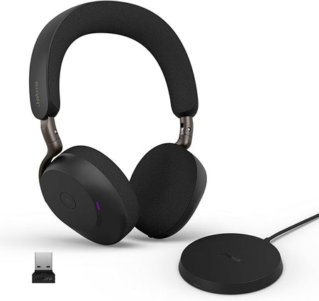 Jabra Evolve3 75 MS Stereo, Link 390 USB-A, Black, with Wireless Charging pad Headsets Jabra