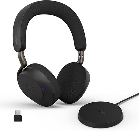 Jabra Evolve3 75 UC Stereo, Link 390 USB-C, Black, with Wireless Charging pad Wireless Headsets Jabra