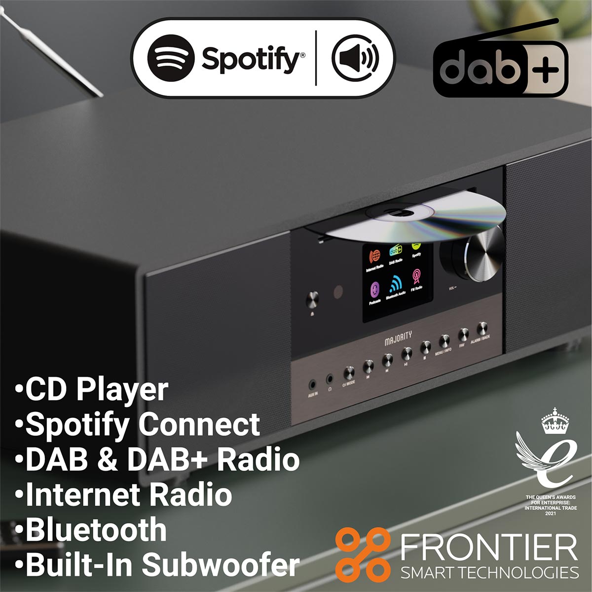 Majority Quadriga DAB+ Radio, Internet Radio, Spotify, Bluetooth, CD Player Digital Radios Majority