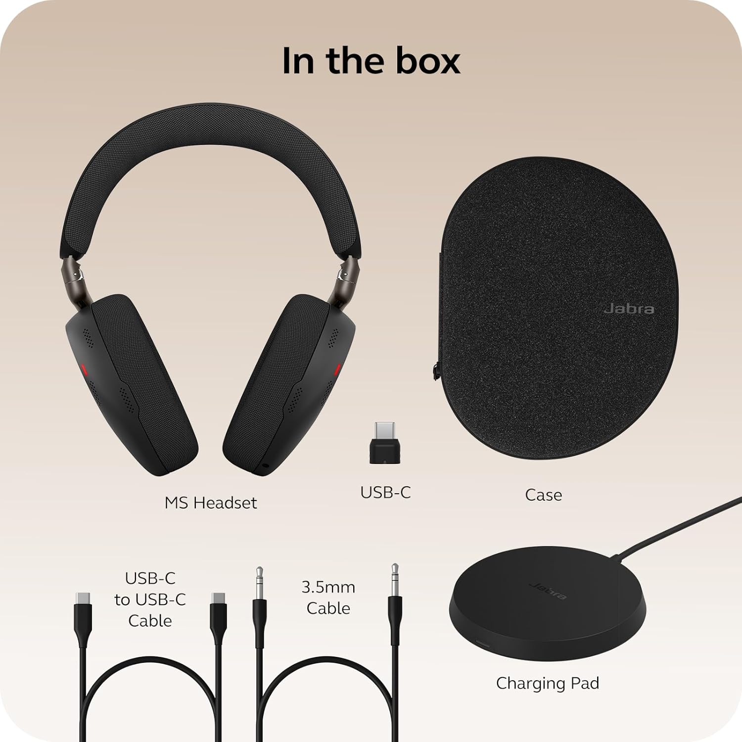 Jabra Evolve3 85 MS Stereo, Link 390 USB-C, Black, with Wireless Charging pad Wireless Headsets Jabra