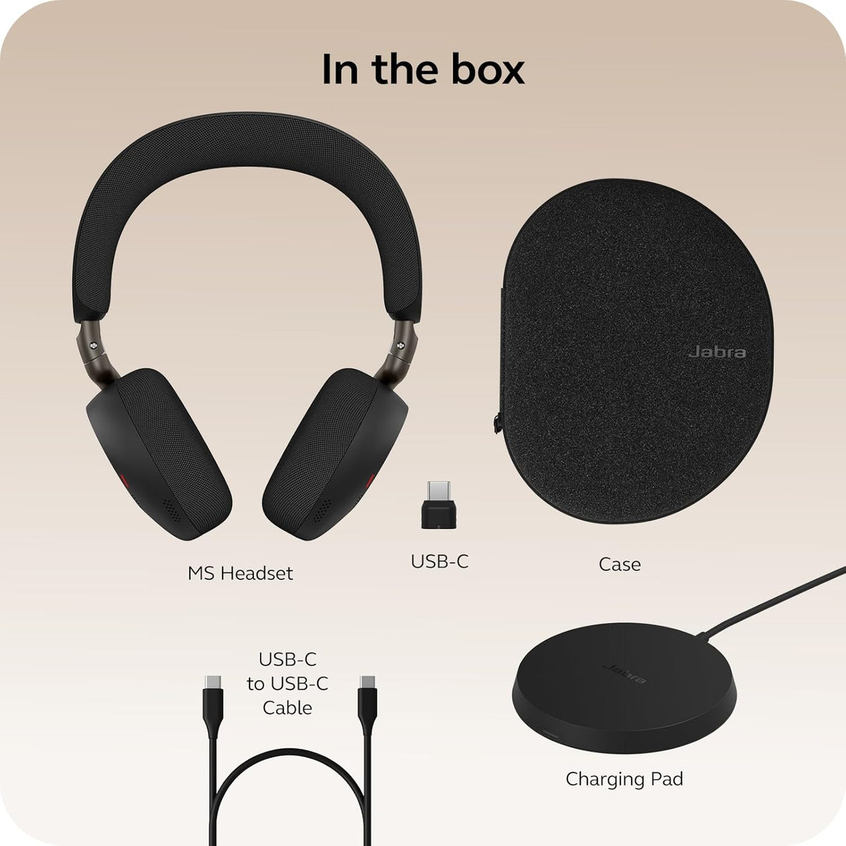 Jabra Evolve3 75 MS Stereo, Link 390 USB-C, Black, with Wireless Charging pad Wireless Headsets Jabra