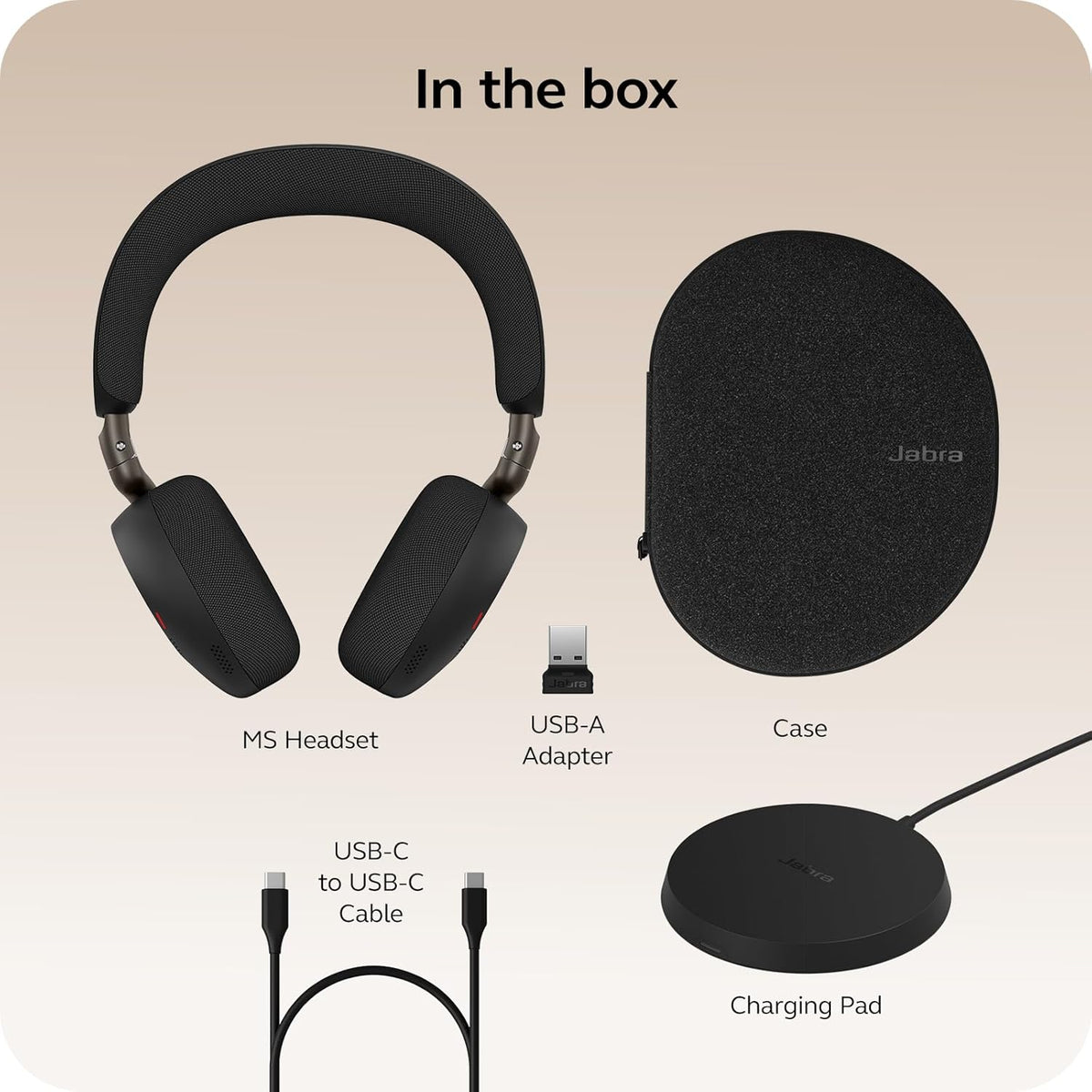 Jabra Evolve3 75 UC Stereo, Link 390 USB-A, Black, with Wireless Charging pad Headsets Jabra