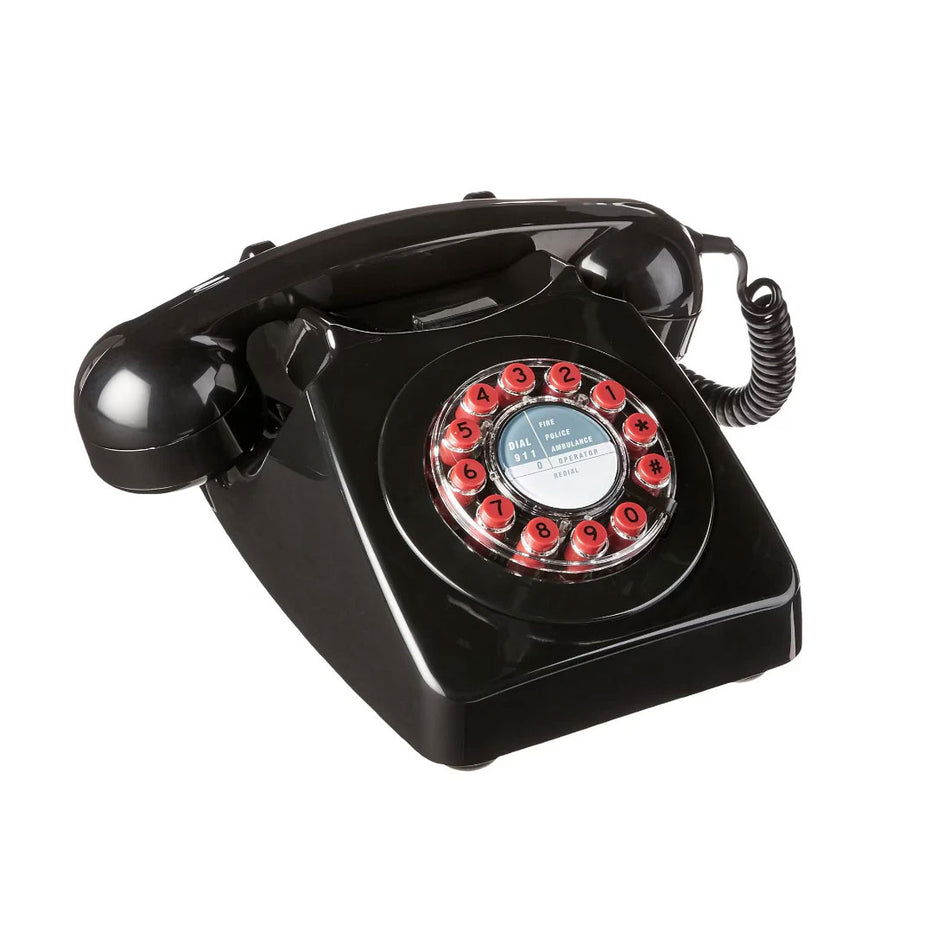 Wild Wood Retro 746 Telephone in Black Corded Phones Wild Wood