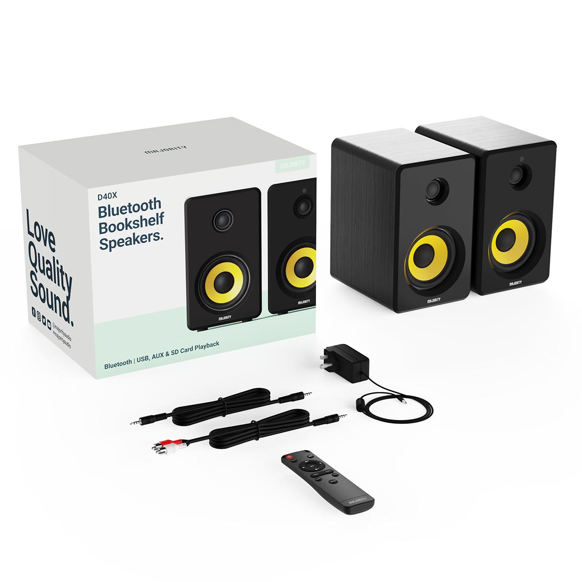 Majority D40X Bookshelf Active Speakers Bluetooth Speakers Majority