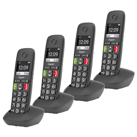 Gigaset E294 Big Button Cordless Phone, Four Handsets Landline Phones Gigaset