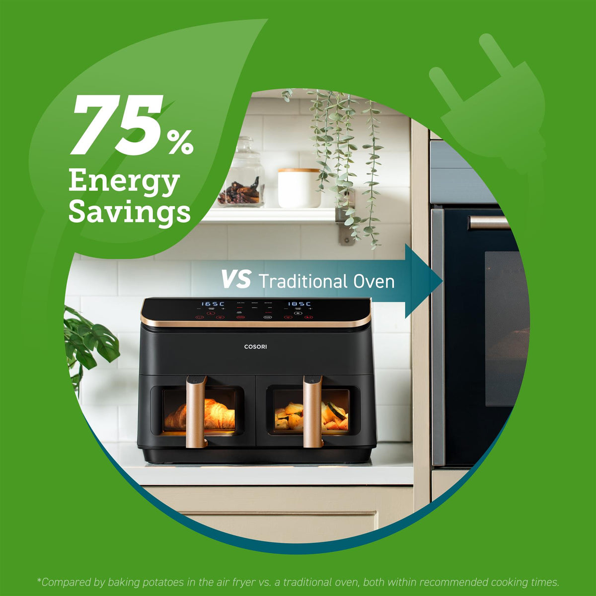 COSORI Dual Basket 8.5 Litre Air Fryer - Golden Air Fryers Cosori