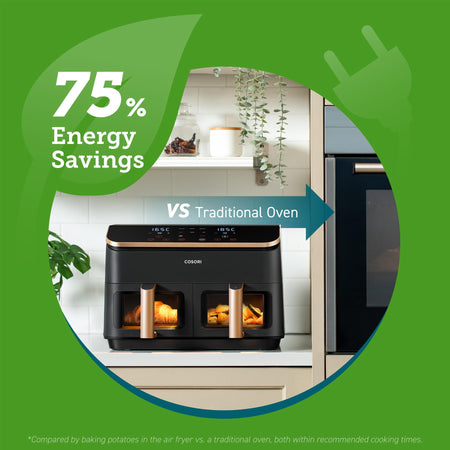 COSORI Dual Basket 8.5 Litre Air Fryer - Golden Air Fryers Cosori
