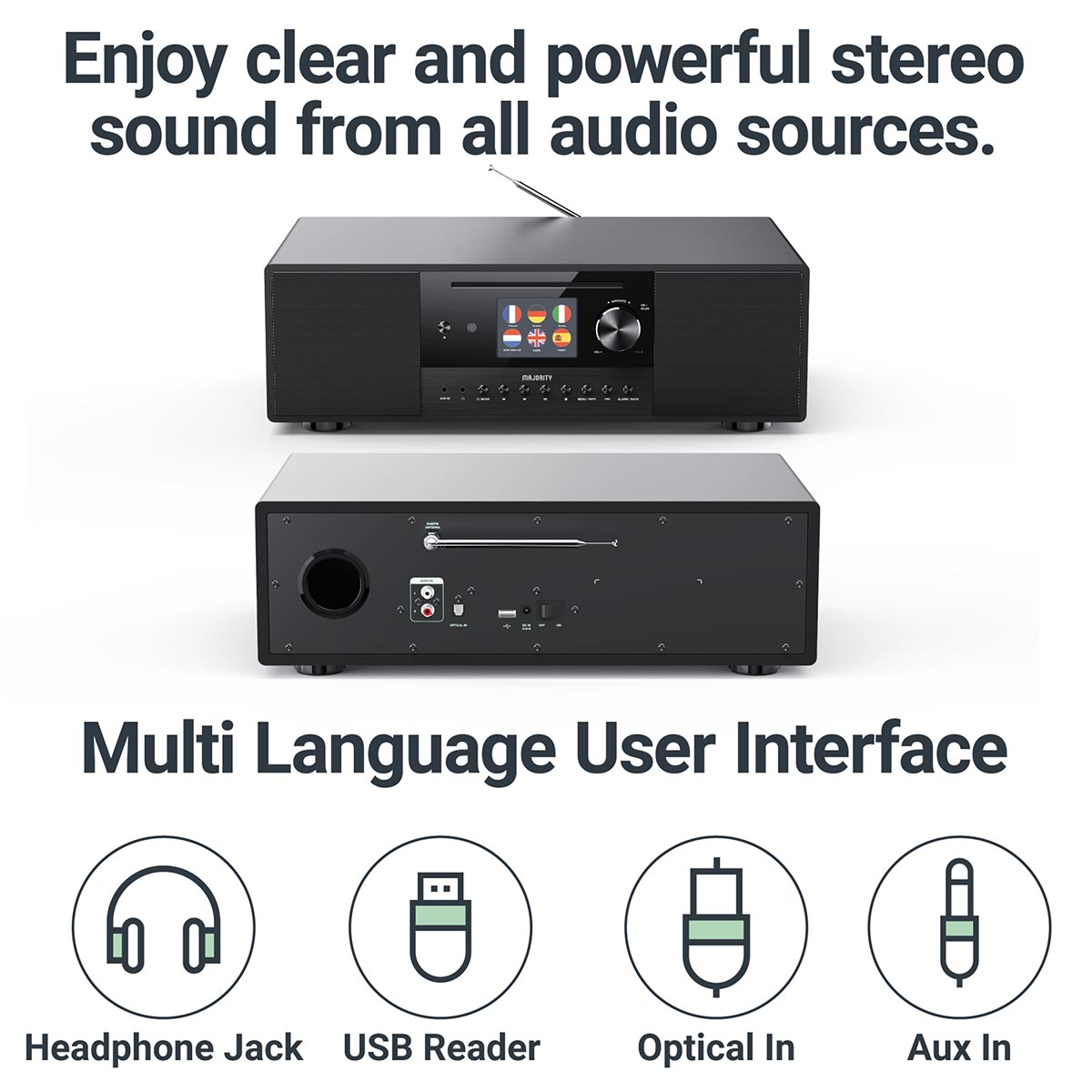 Majority Quadriga DAB+ Radio, Internet Radio, Spotify, Bluetooth, CD Player Digital Radios Majority