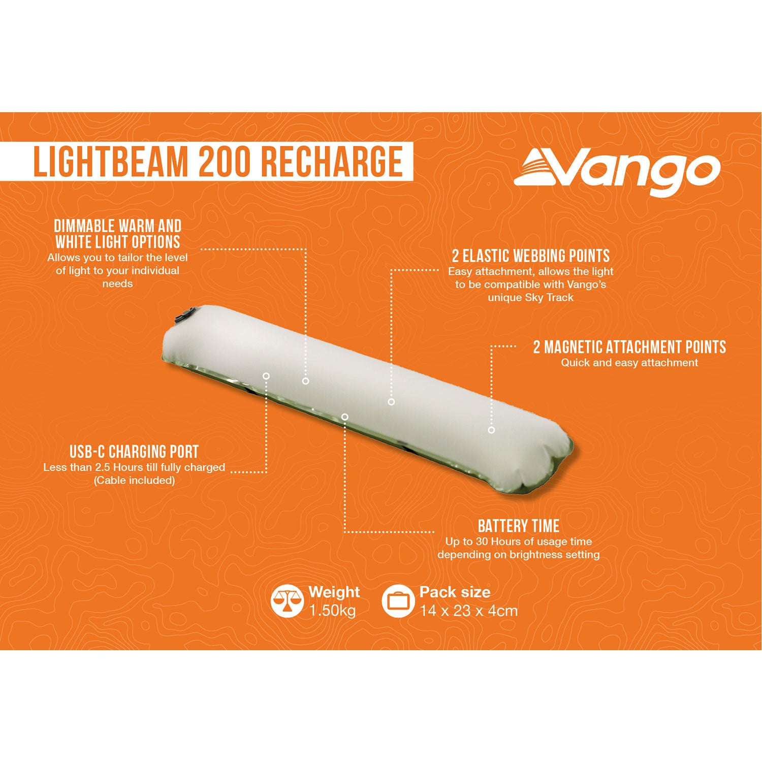 Vango Lightbeam 200 Recharge Inflatable Camping Light Camping Accessories Vango