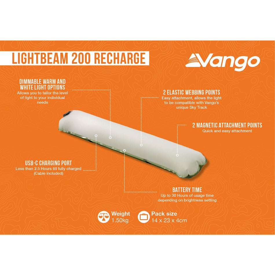 Vango Lightbeam 200 Recharge Inflatable Camping Light Camping Accessories Vango
