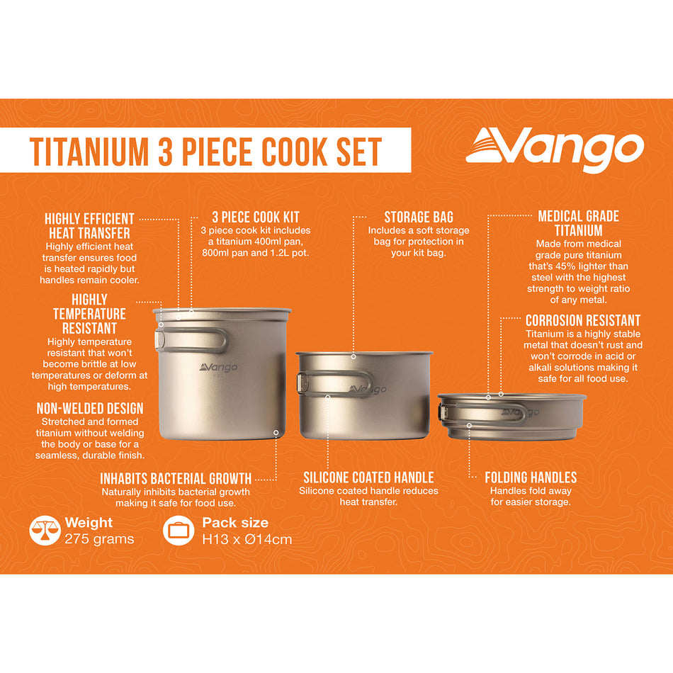 Vango Titanium 3 Piece Cook Set Camping Accessories Vango