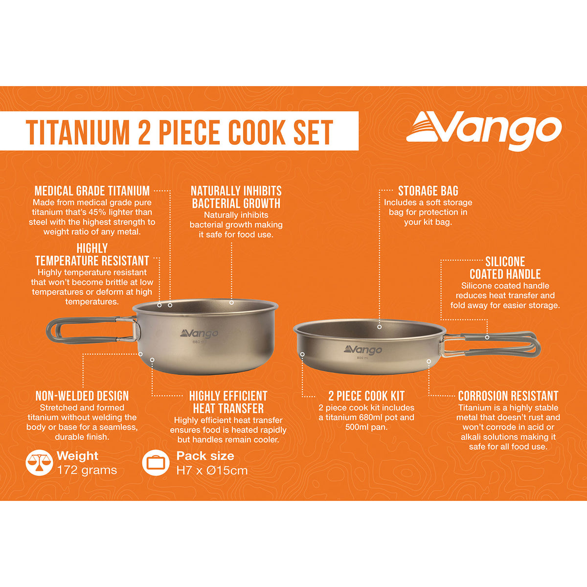 Vango Titanium 2 Piece Cook Set Camping Accessories Vango