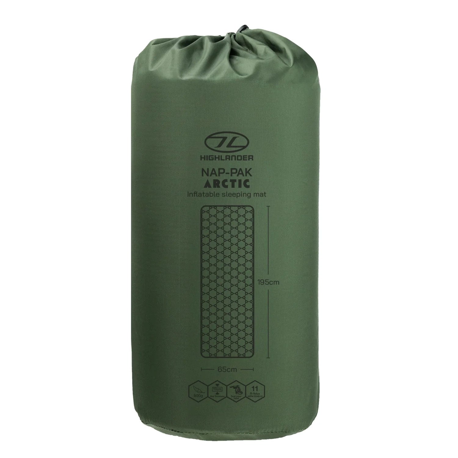 Highlander Nap-Pak Arctic R11 Inflatable Sleeping Mat - Olive Green