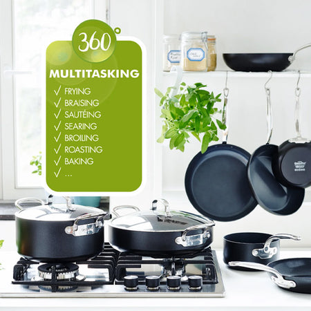 GreenPan Barcelona Pro Frypan 2 Piece Set - 20cm & 28cm with Protector Pots & Pans GreenPan