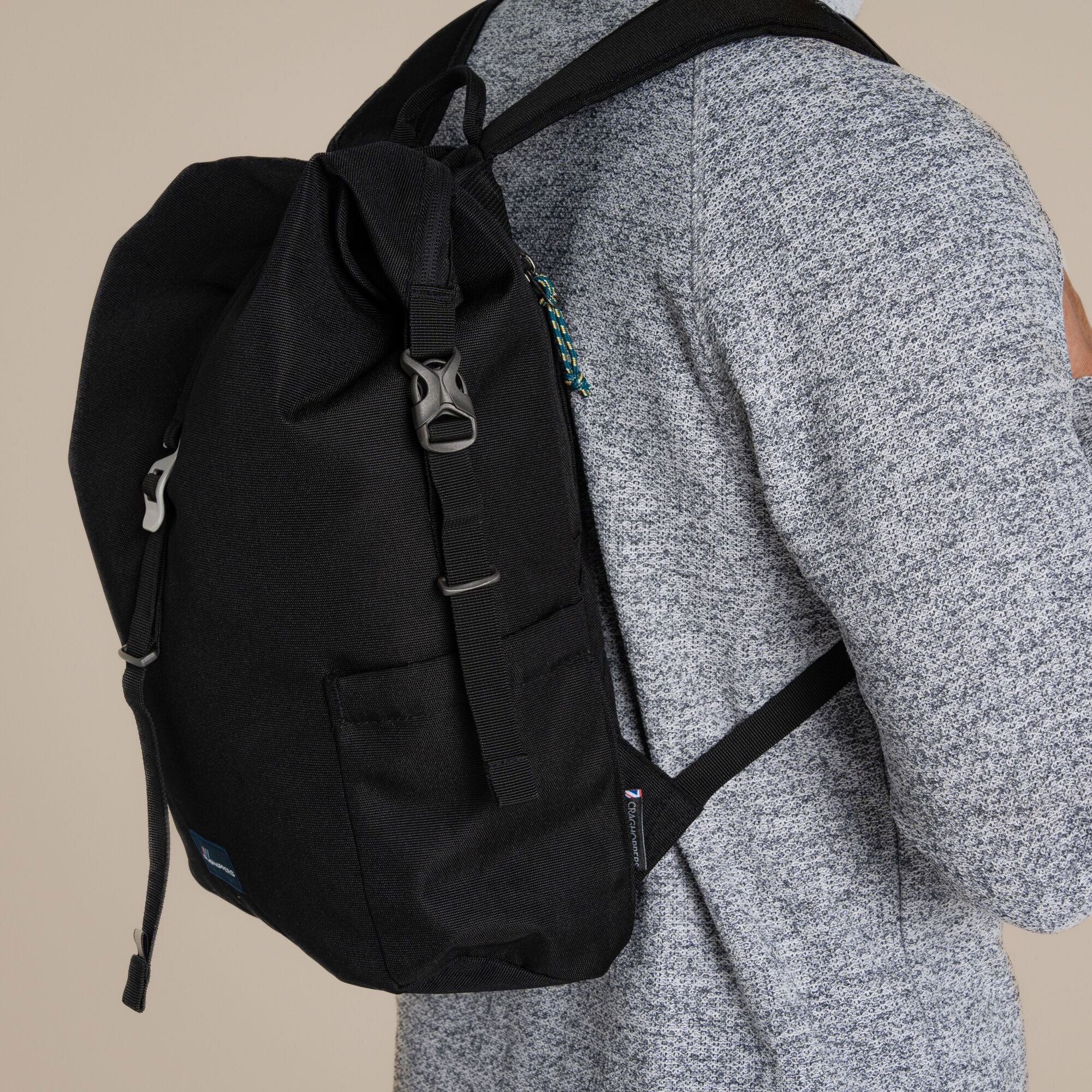Craghoppers 16L Kiwi Classic Rolltop Backpack II | Black Camping Accessories Craghoppers