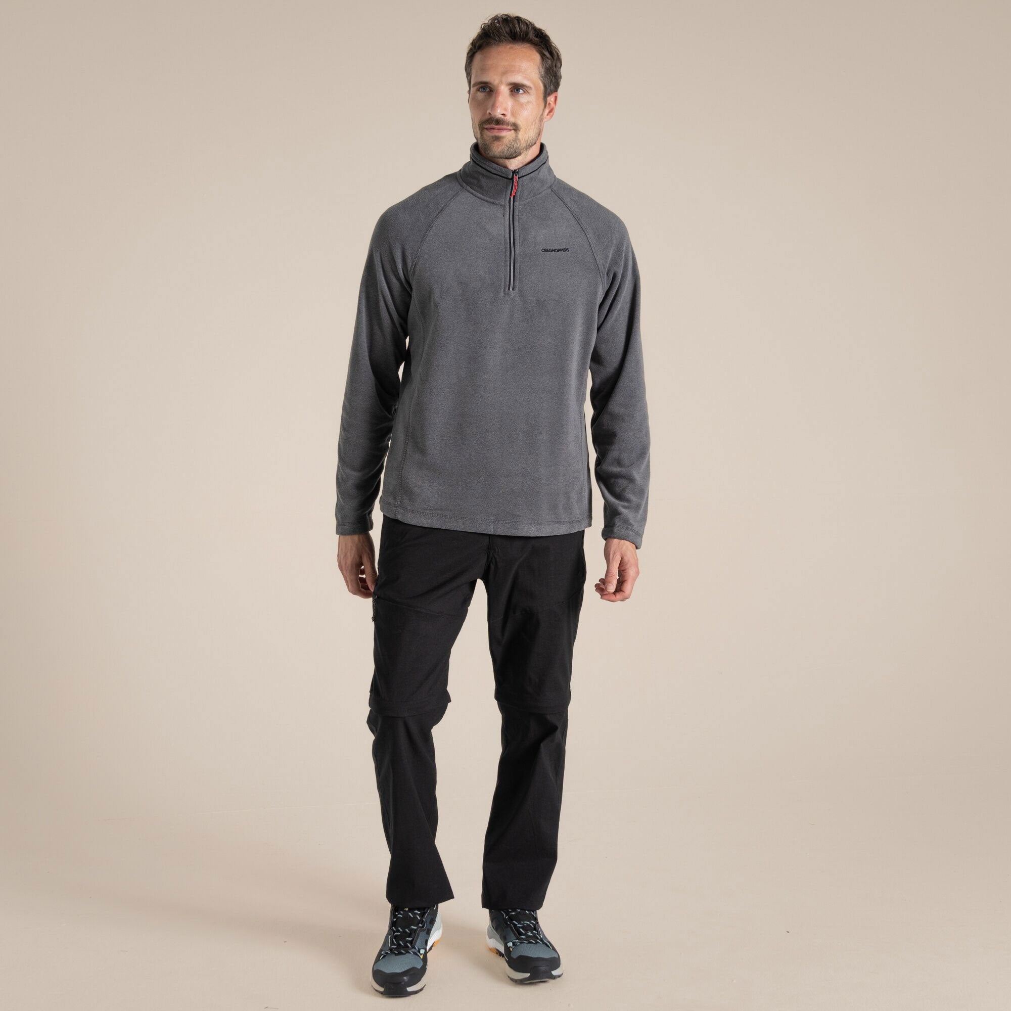 Craghoppers Men's Corey VI Half Zip Fleece | Black Pepper Marl Clothing Craghoppers