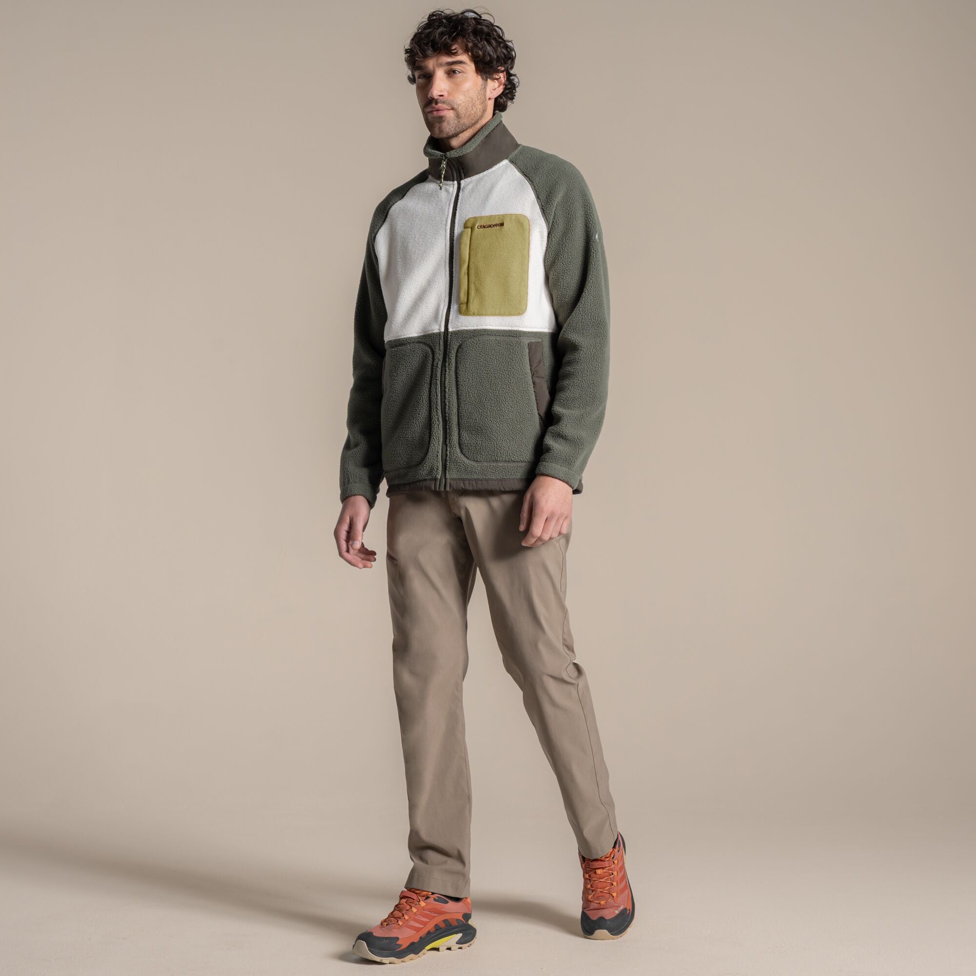 Craghoppers Men's Dades Full Zip Fleece | Dark Sage / Ecru Clothing Craghoppers
