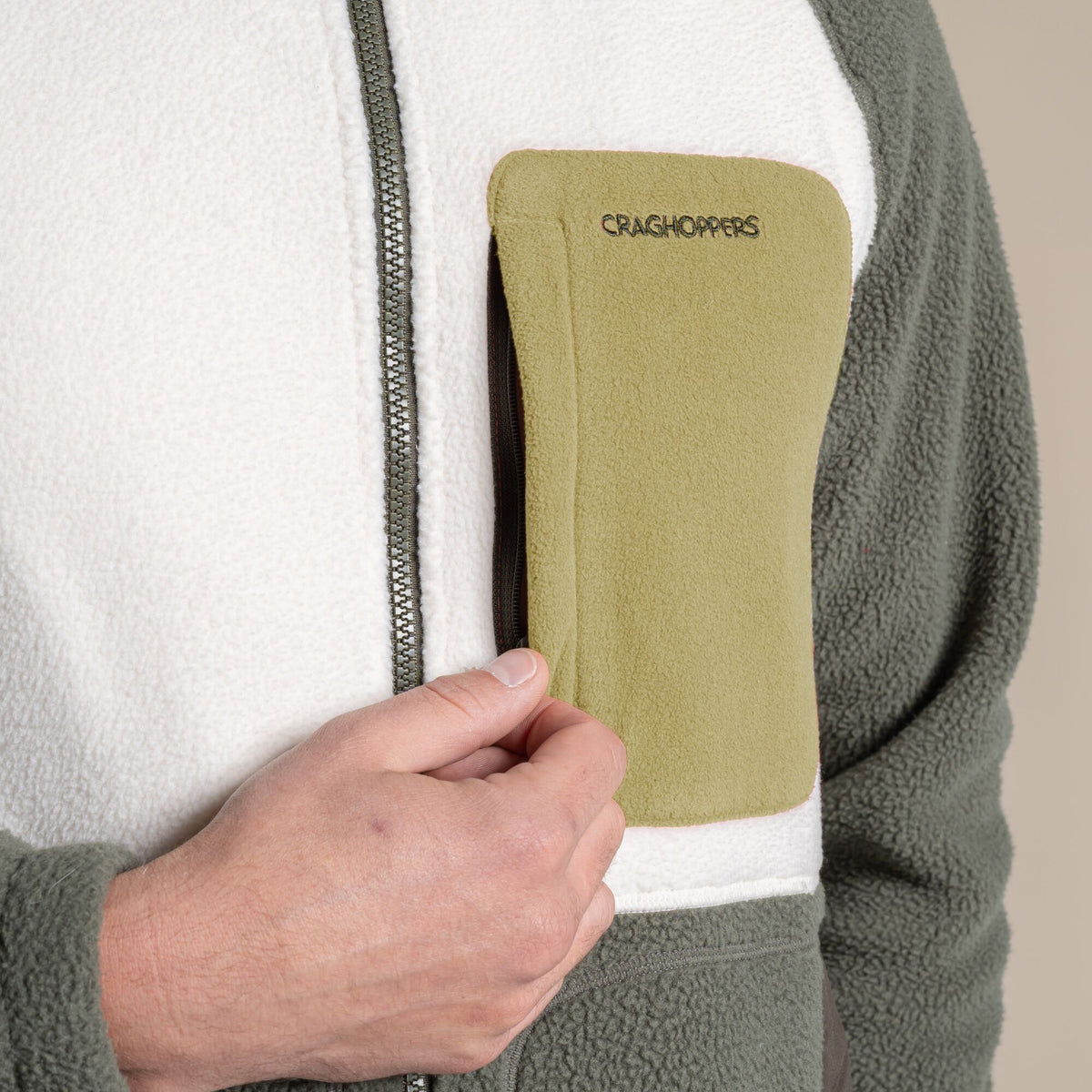Craghoppers Men's Dades Full Zip Fleece | Dark Sage / Ecru Clothing Craghoppers