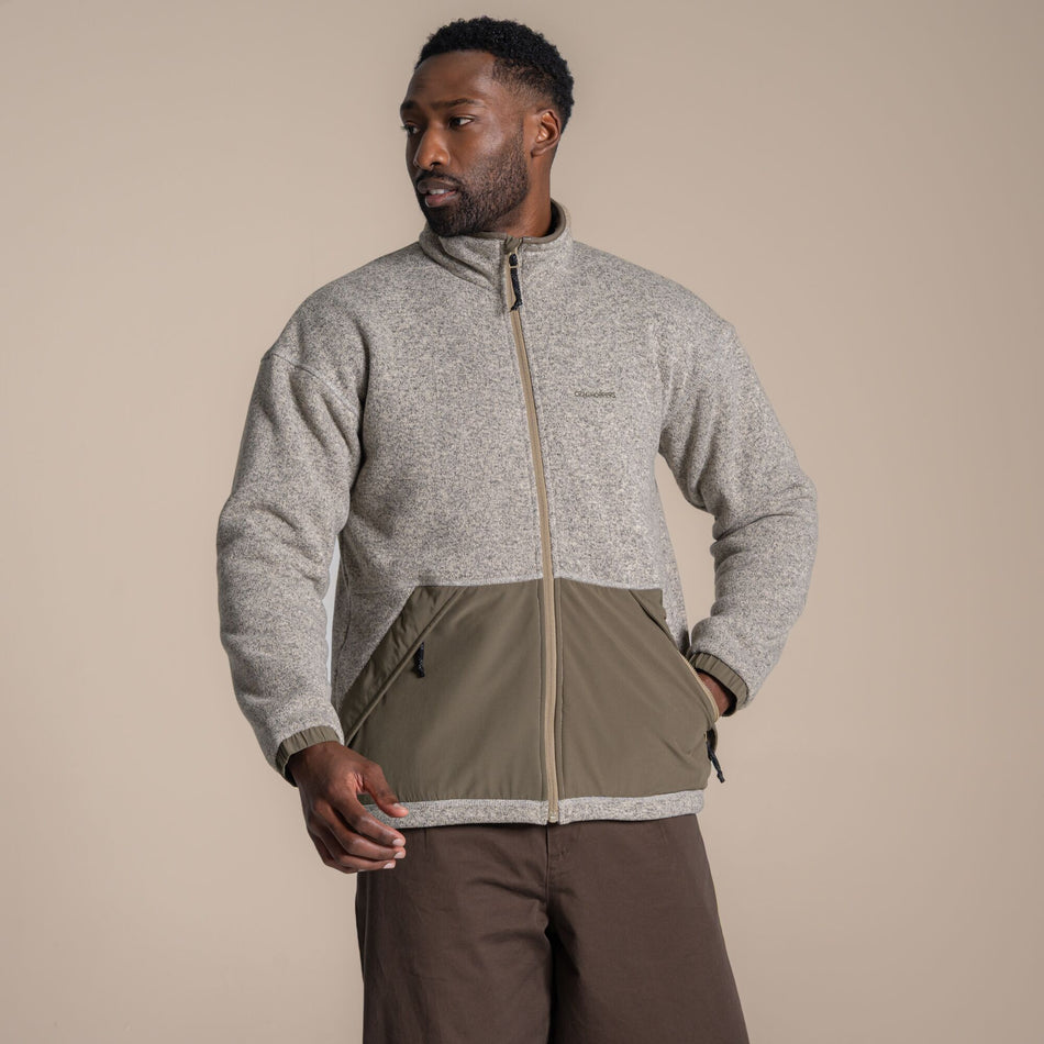 Craghoppers Men's Leif Full Zip Fleece | Ecru Marl Clothing Craghoppers