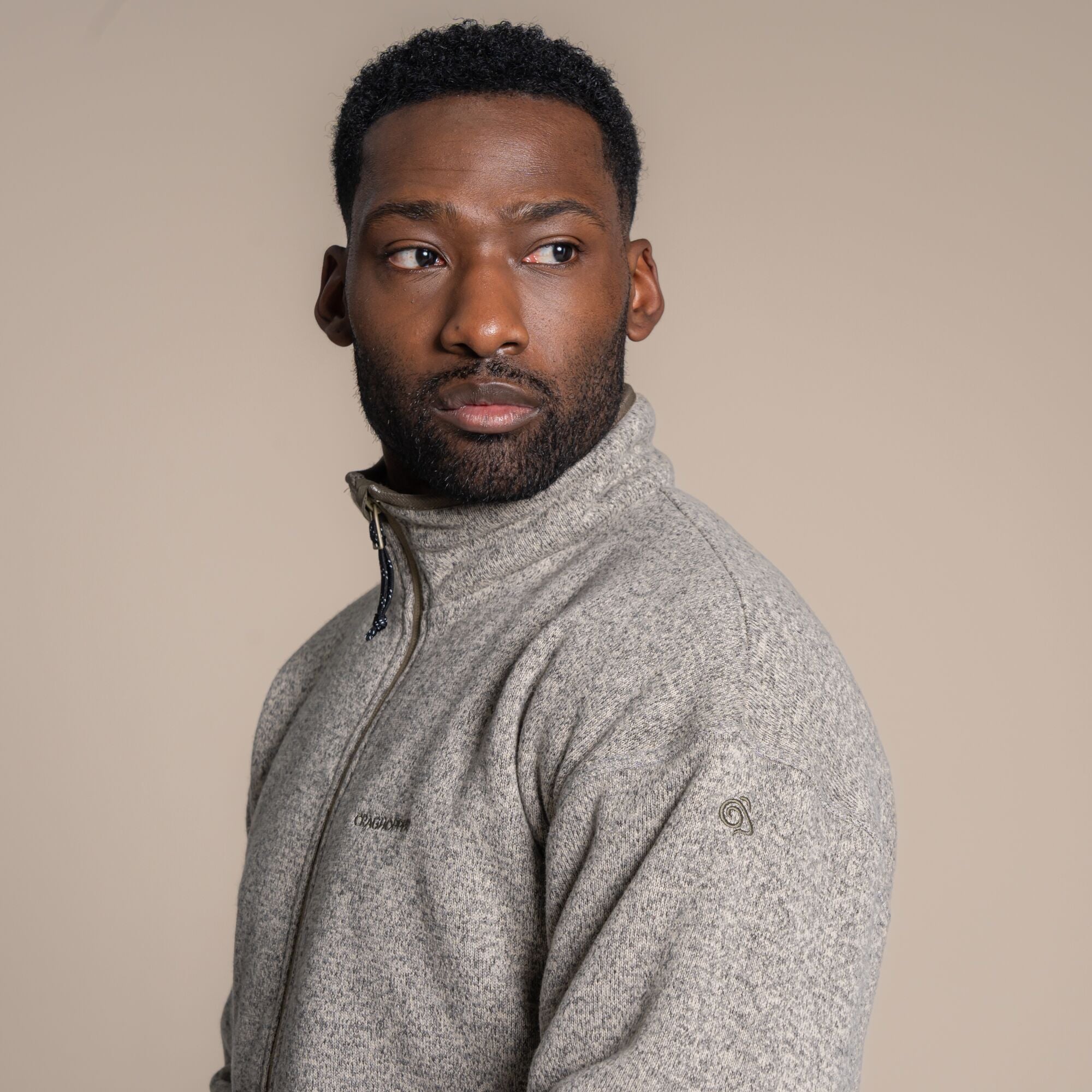 Craghoppers Men's Leif Full Zip Fleece | Ecru Marl Clothing Craghoppers