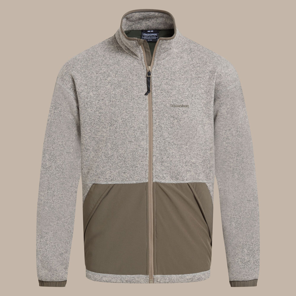 Craghoppers Men's Leif Full Zip Fleece | Ecru Marl Clothing Craghoppers