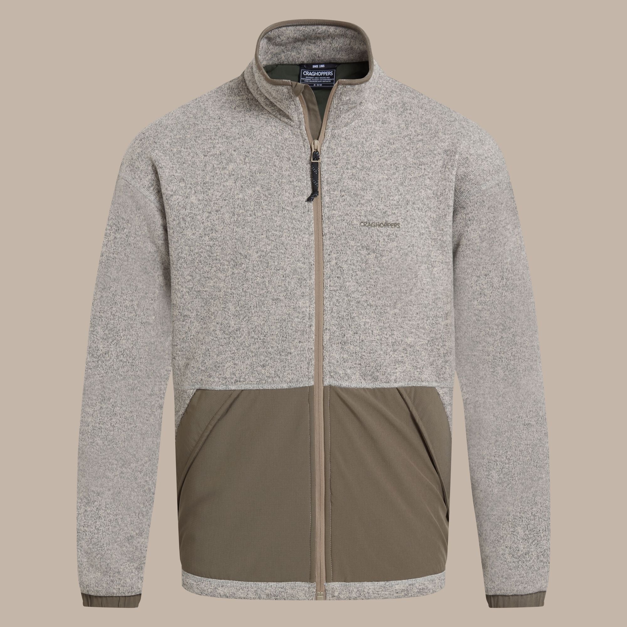 Craghoppers Men's Leif Full Zip Fleece | Ecru Marl Clothing Craghoppers