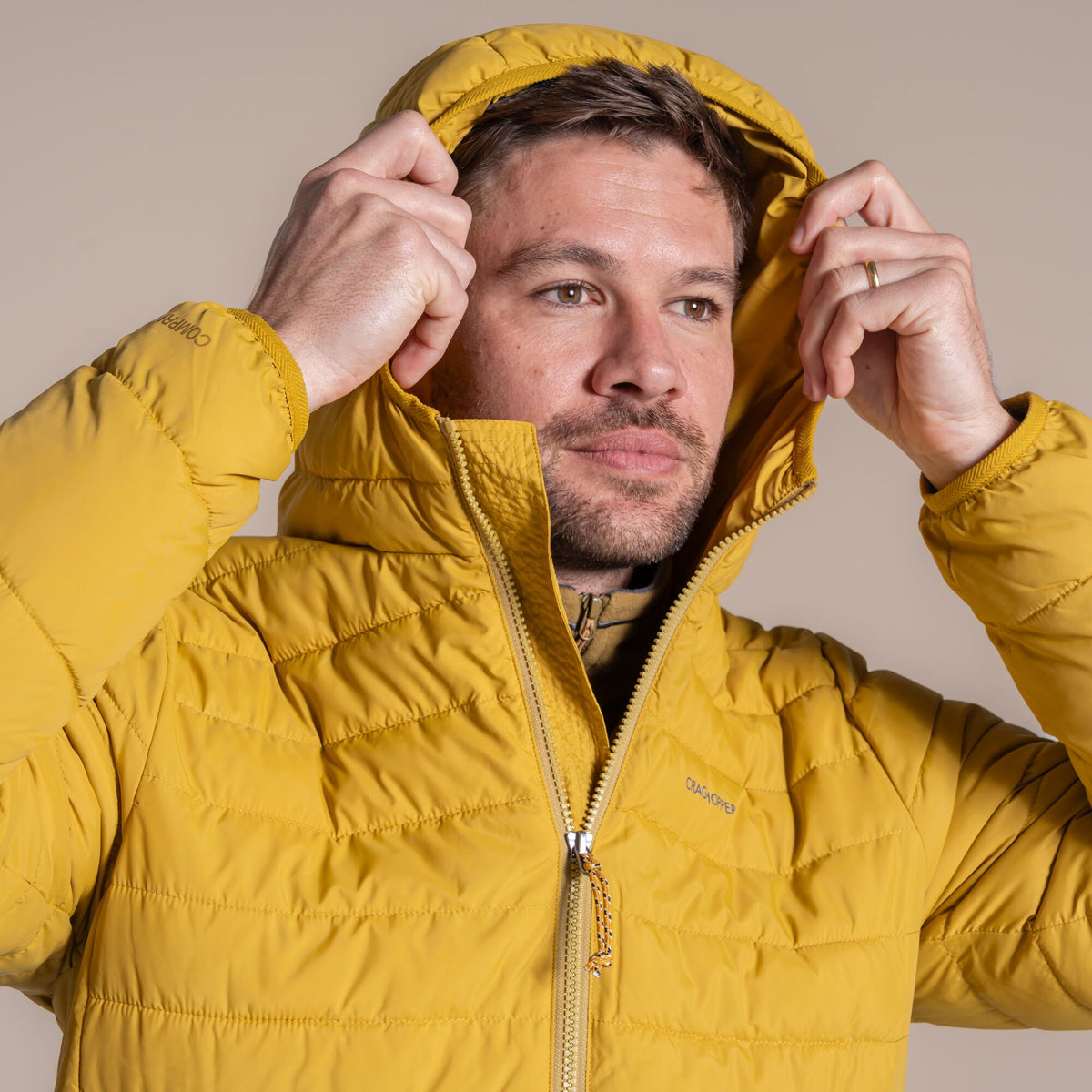 Craghoppers Men's Compresslite IX Hooded Insulating Jacket | Sulphur Yellow Clothing Craghoppers