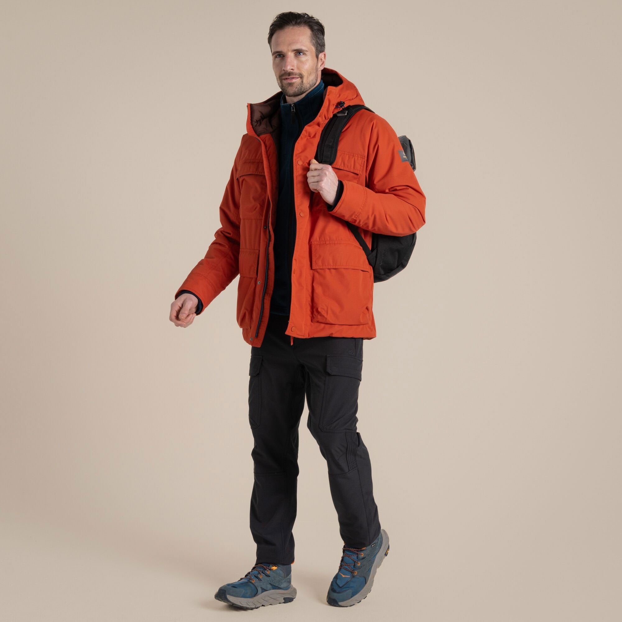 Craghoppers Men's Breckon Waterproof Jacket | Carnelian Orange Clothing Craghoppers