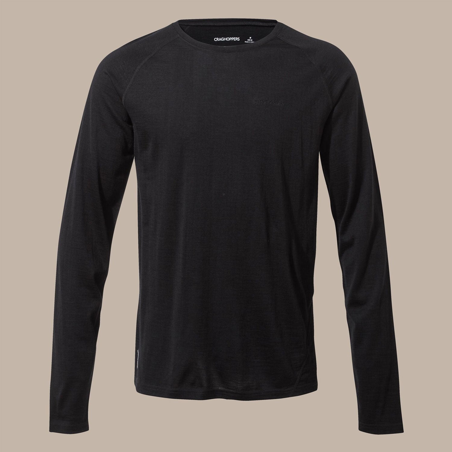Craghoppers Men's Merino Crew Neck Long Sleeved Baselayer II | Black Clothing Craghoppers