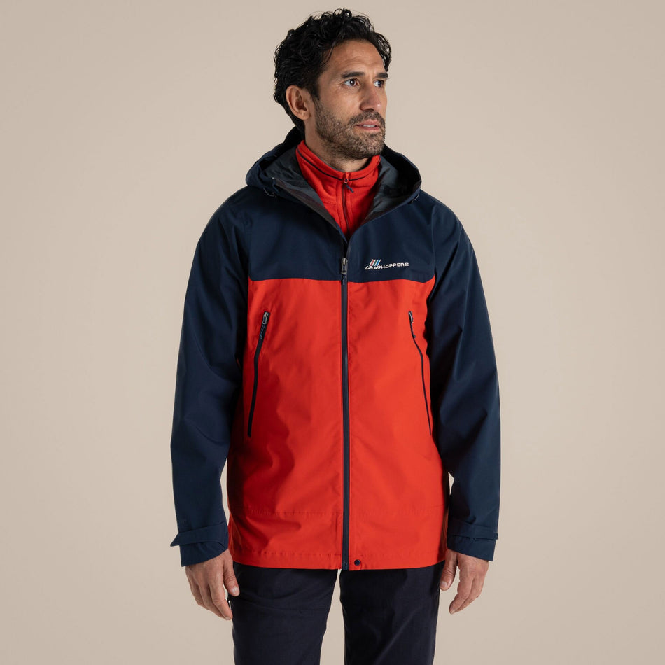 Craghoppers Men's Maris 2.5L Stretch Waterproof Jacket | Blue Navy / Pimento Red Clothing Craghoppers