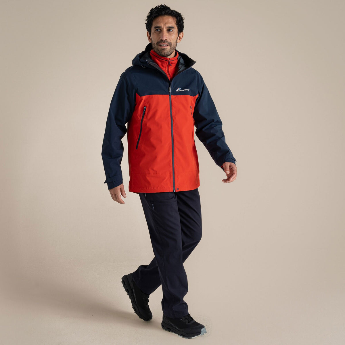Craghoppers Men's Maris 2.5L Stretch Waterproof Jacket | Blue Navy / Pimento Red Clothing Craghoppers