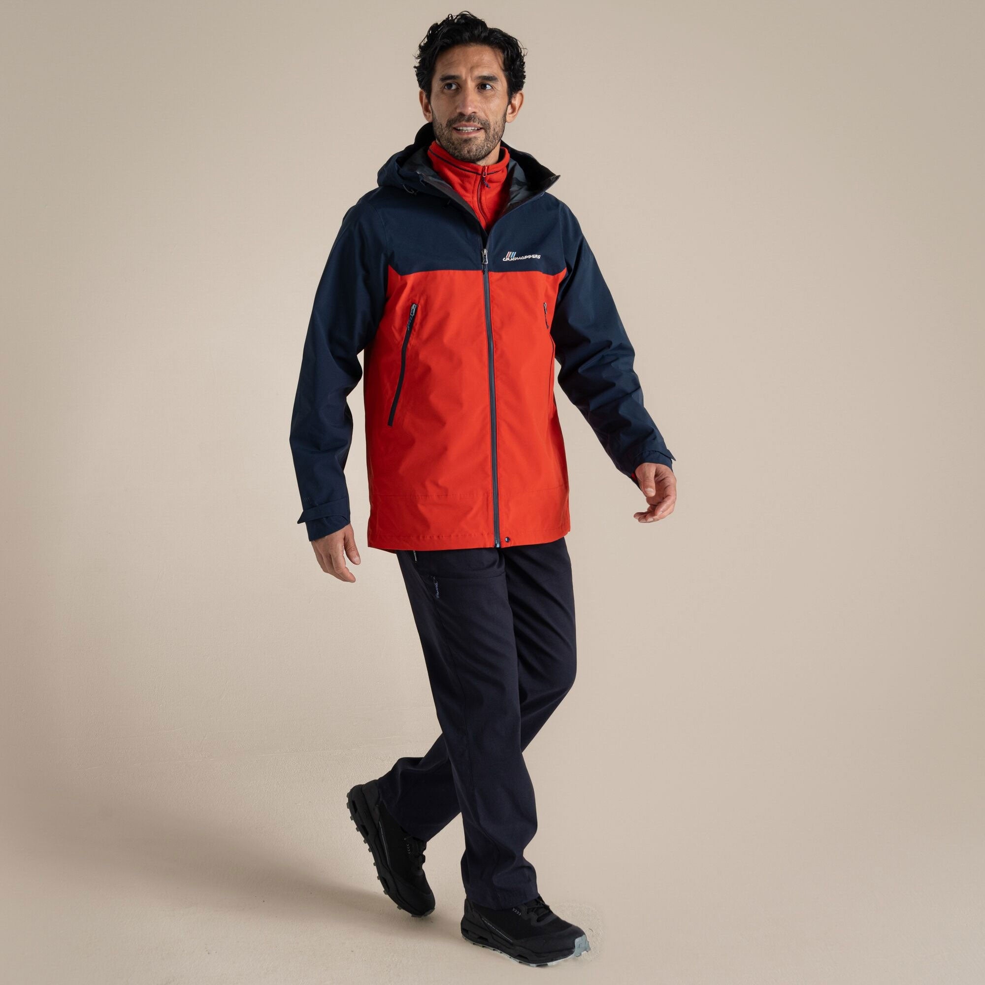 Craghoppers Men's Maris 2.5L Stretch Waterproof Jacket | Blue Navy / Pimento Red Clothing Craghoppers