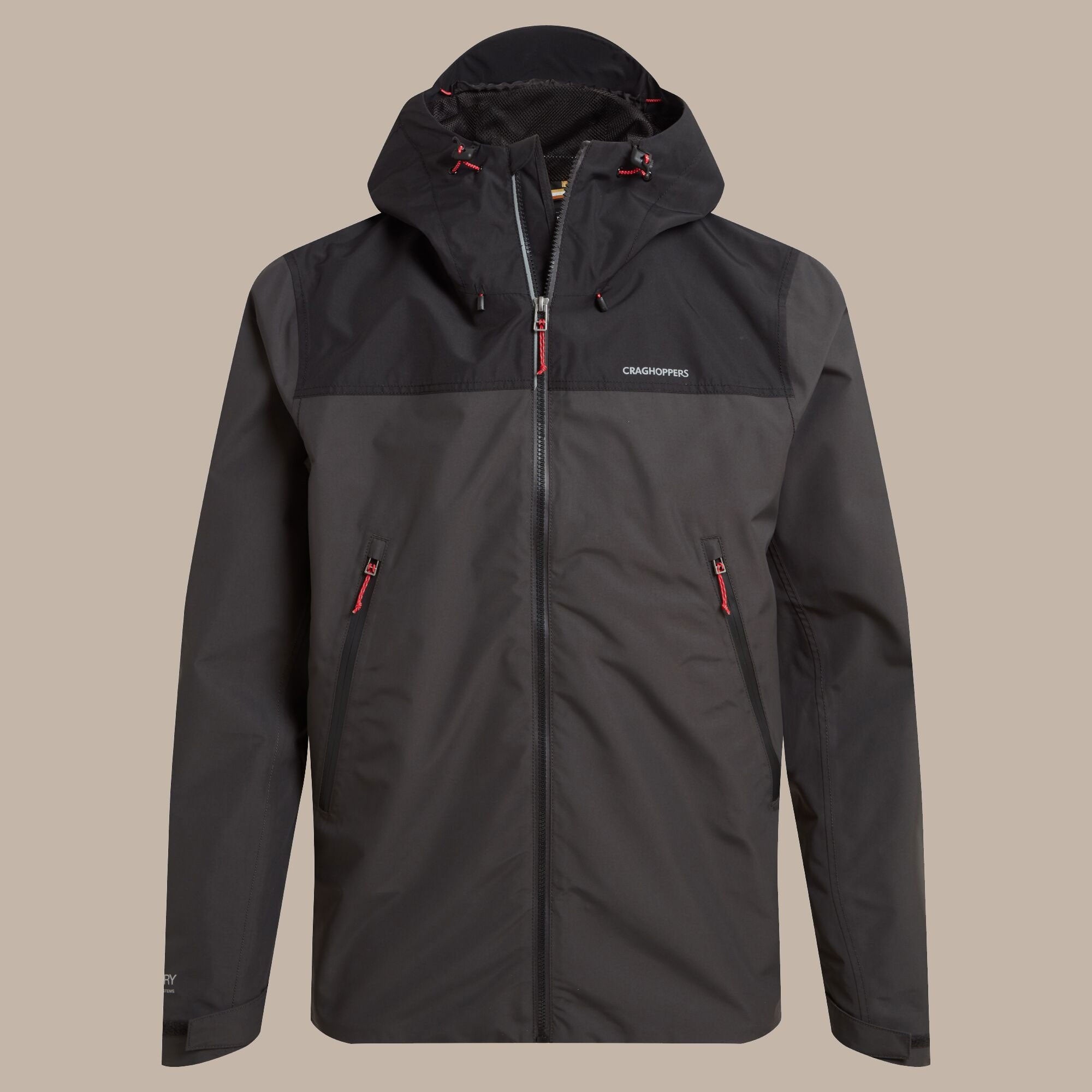 Craghoppers Men's Vanth Waterproof Jacket | Black Pepper / Black Clothing Craghoppers