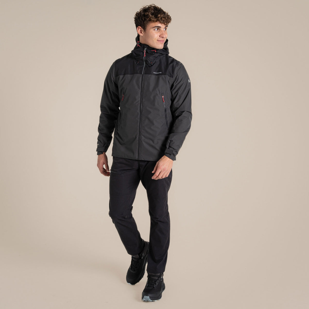 Craghoppers Men's Vanth Waterproof Jacket | Black Pepper / Black Clothing Craghoppers