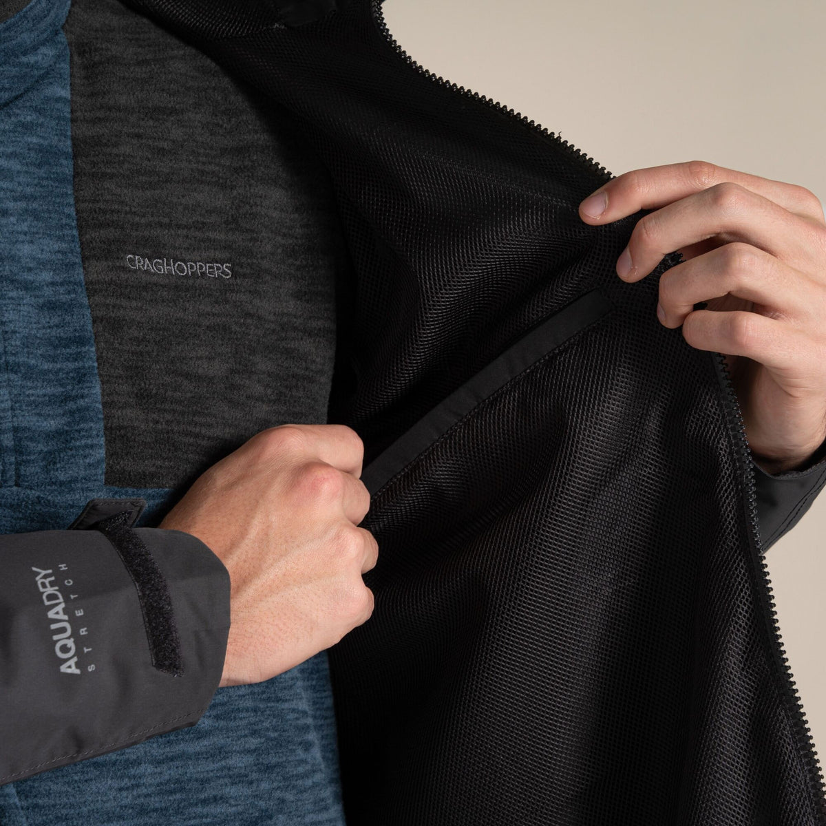 Craghoppers Men's Vanth Waterproof Jacket | Black Pepper / Black Clothing Craghoppers