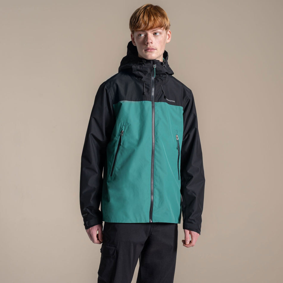 Craghoppers Men's Vanth Waterproof Jacket | Black / Mosaic Green Clothing Craghoppers