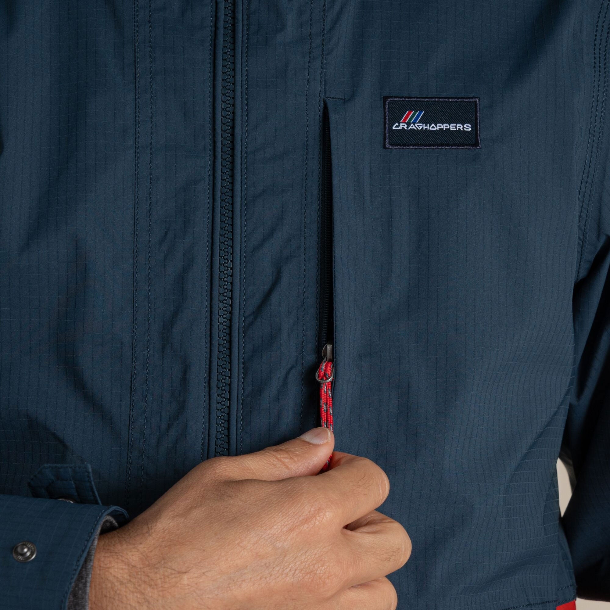 Craghoppers Men's Pandion Waterproof Jacket | Blue Stone / Pimento Red Clothing Craghoppers