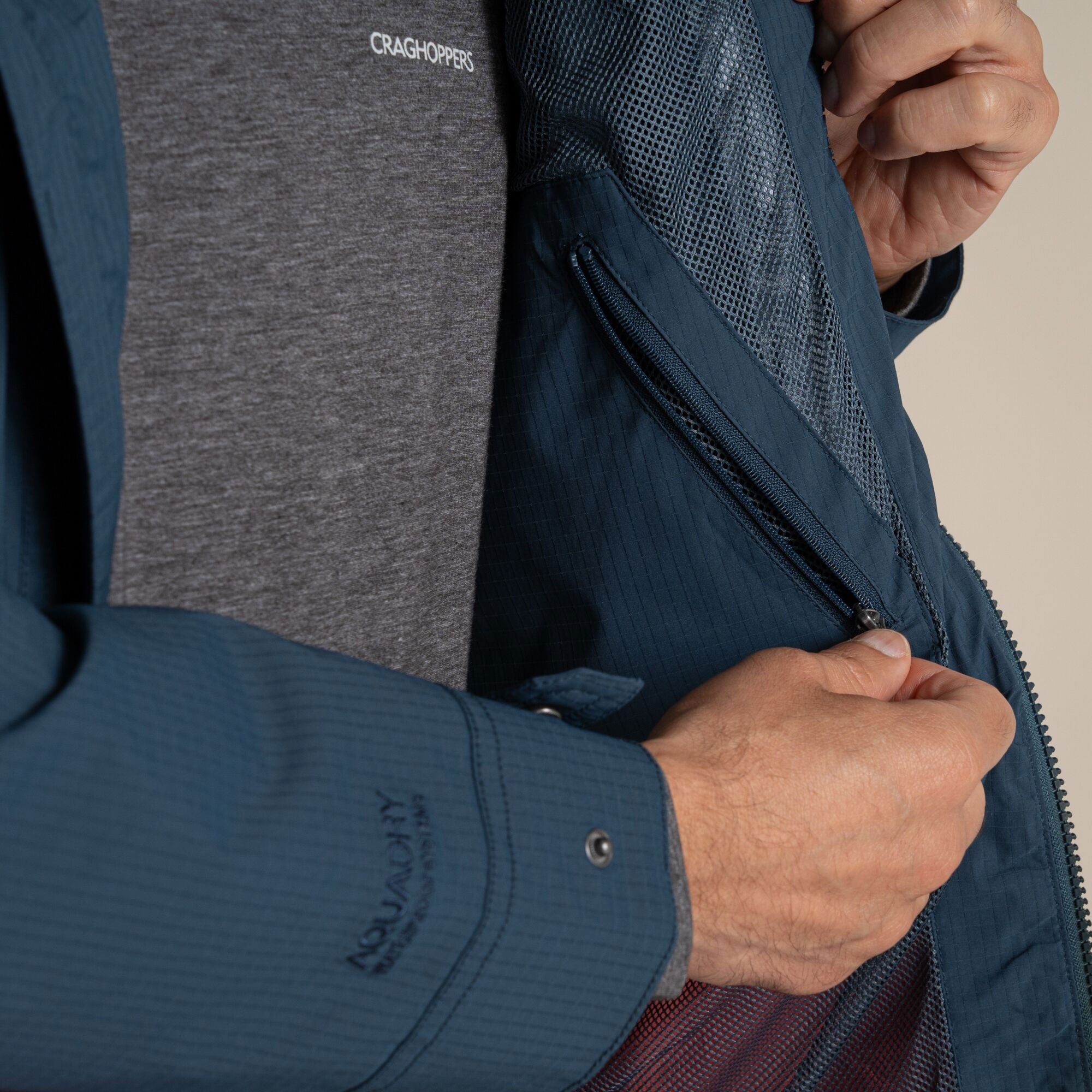 Craghoppers Men's Pandion Waterproof Jacket | Blue Stone / Pimento Red Clothing Craghoppers