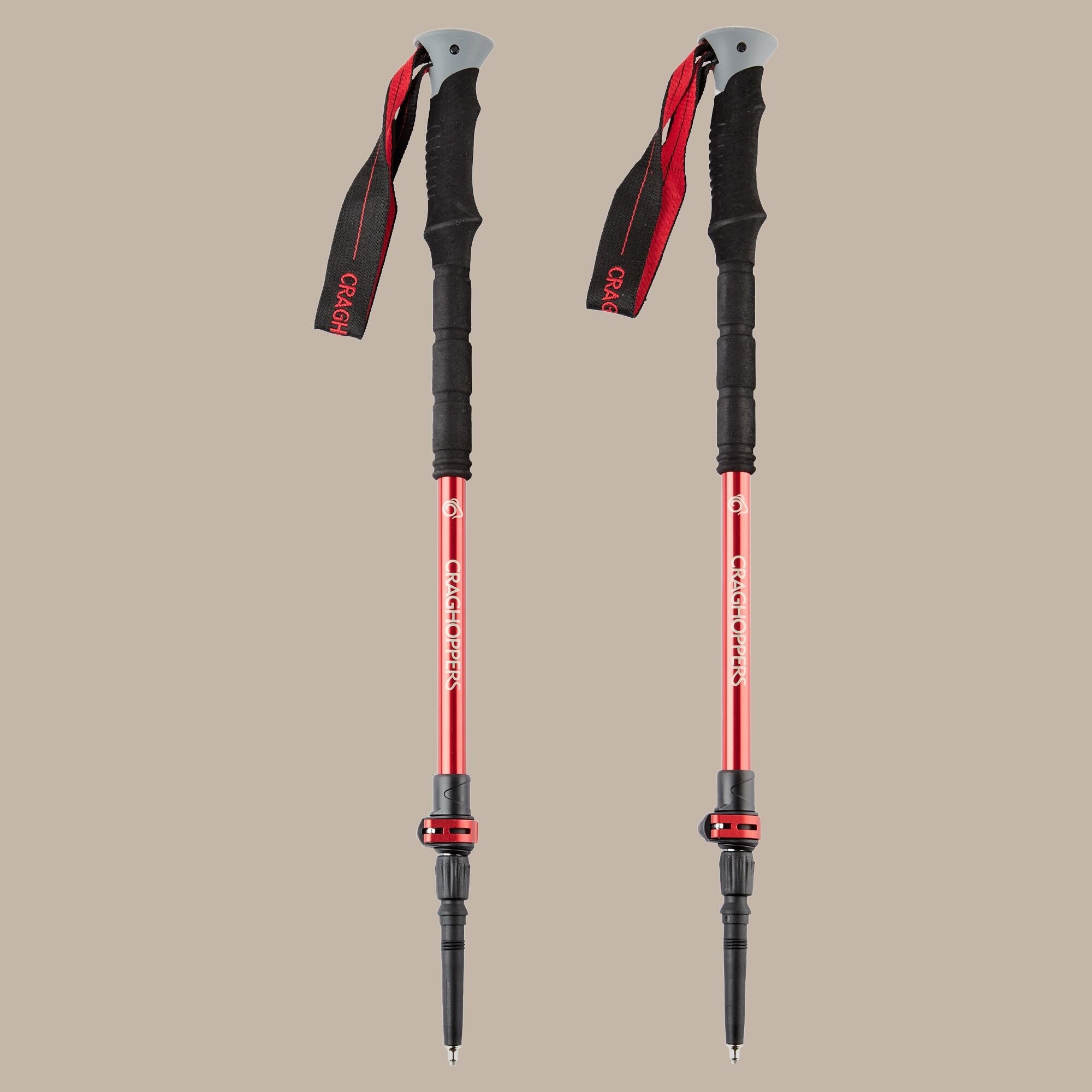 Craghoppers Venture Antishock Walking Poles | Anodised Red / Anodised Grey (Pair) Camping Accessories Craghoppers