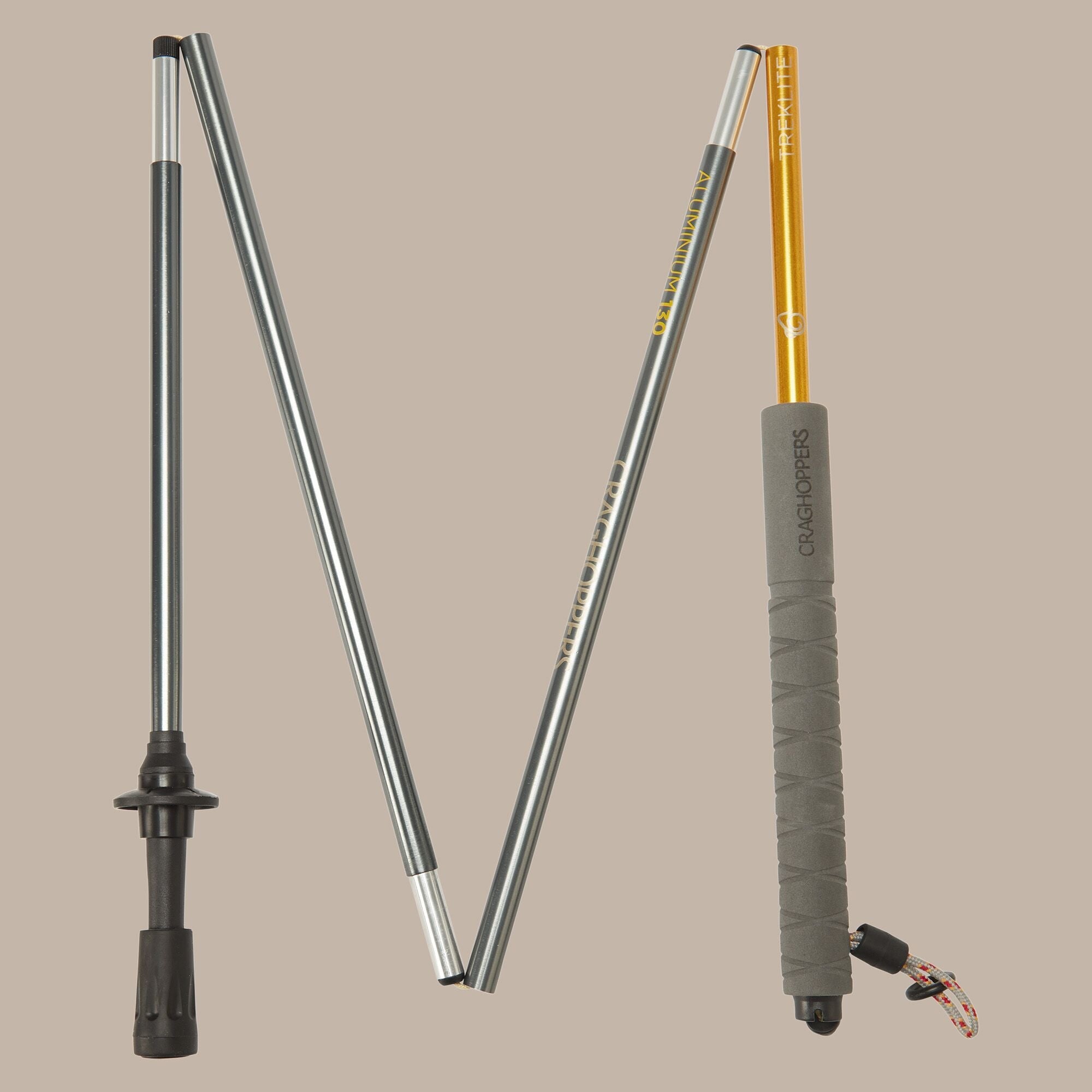 Craghoppers Treklite Compact Walking Poles | Anodised Yellow / Anodised Grey - M/L Camping Accessories Craghoppers