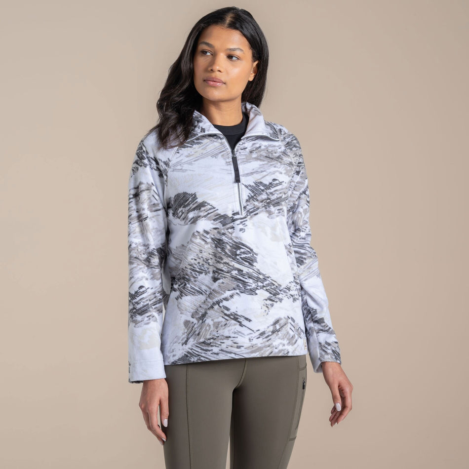 Craghoppers Women's Annjela Half Zip Fleece | Optic White Print Clothing Craghoppers